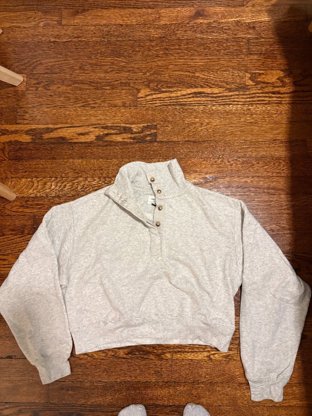 American Eagle Grey Mock Neck Cropped Sweatshirt